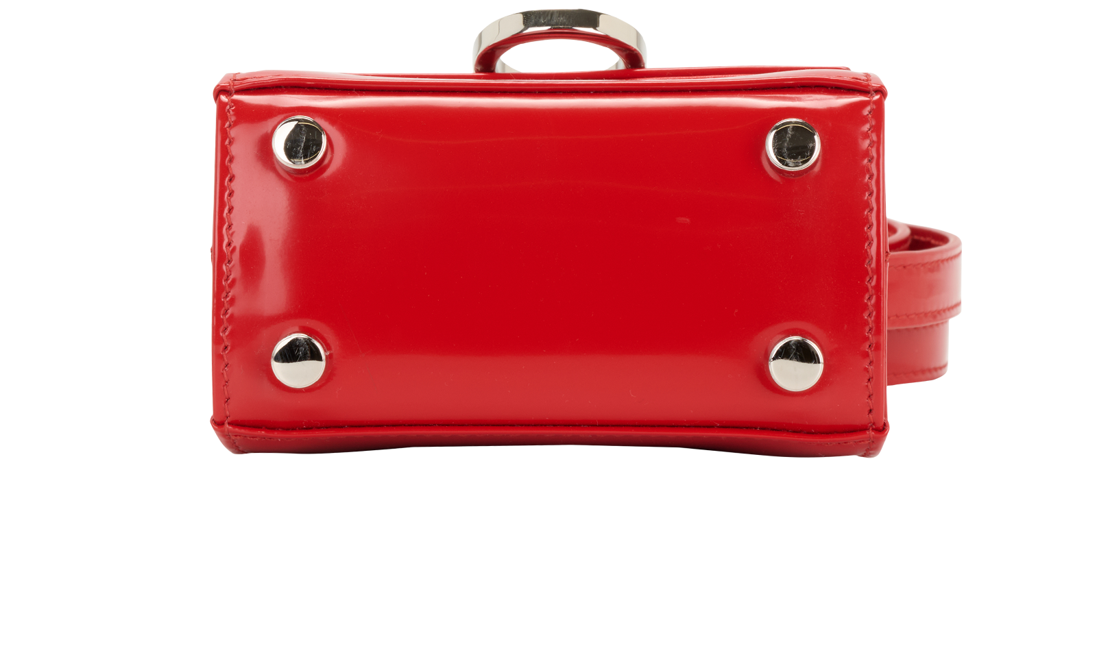 Micro Iconic Top Handle, &pound;450, Handbags, Red, Patent Leather, Top view